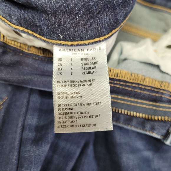 American Eagle Jean Blue Denim Womens Size 4 Skinny Mid Rise Next Level Stretch - Picture 8 of 13